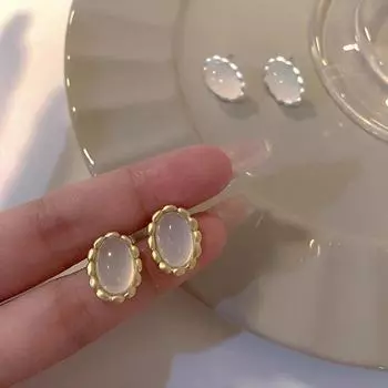 Элегантные французские ретро-серьги с геометрическим кружевом «кошачий глаз» для женщин A2182, One pair золотой