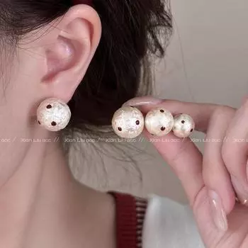 Элегантные французские серьги с хлопковым жемчугом в горошек – ретро, роскошный, высококлассный дизайн 16mm красный