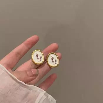 Элегантные французские винтажные эмалевые капающие масляные нерегулярные серьги-гвоздики лавандового цвета для женщин, модные серьги с цветами белый