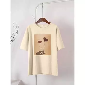 Элегантные футболки Hirsionsan с цветочным принтом, женские летние мягкие базовые футболки с коротким рукавом, повседневные свободные хлопковые топы для женщин S