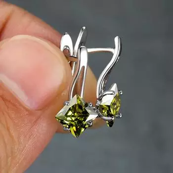 Элегантные геометрические квадратные серьги для женщин, серебряные серьги для свадебной вечеринки, многоцветные серьги с камнем циркония