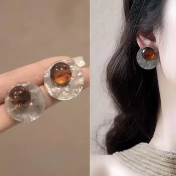 Элегантные геометрические серьги цвета кофе Майяра для женщин - коллекция осень/зима кофейный/серый