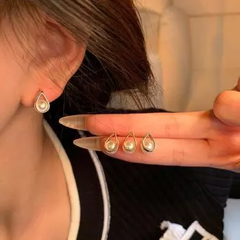 Элегантные геометрические серьги с жемчугом — универсальные, модные, высококачественные аксессуары A1903 золотой