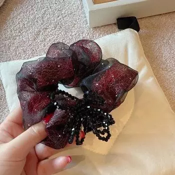 Элегантные и Модные Аксессуары для Волос: Французские легкие тюлевые резинки для волос, хрустальные резинки для волос