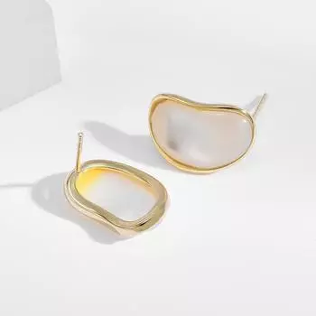 Элегантные и модные серьги-гвоздики из натурального рябчика, высококачественные легкие роскошные серьги из ракушек, прямые поставки золотой