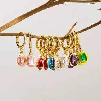 Элегантные и яркие латунные легкие маленькие эллиптические серьги белый