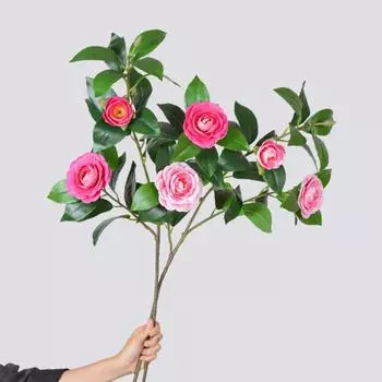 Элегантные искусственные цветы камелии Пластиковые поддельные цветы магазин украшения отеля красный