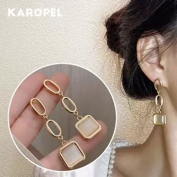 Элегантные изысканные квадратные серьги-гвоздики с опаловыми лепестками для женщин, новинка 2021 года, классические ювелирные изделия, роскошные необычные серьги для вечеринок для девочек