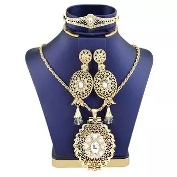 Элегантные комплекты ювелирных изделий для невесты, круглые серьги-капли с кристаллами, очаровательное ожерелье, браслет с короной, аксессуары красный