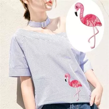 Элегантные красные страусиные вышитые нашивки для одежды Parches тканевые наклейки Iron On Sewing Patch Craft