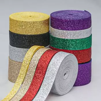 Элегантные красочные блестящие посыпки бант гриот золотой лук серебряная луковая лента рождественская подарочная коробка цветные луковые блестки декоративная лента украшение для дома 1cm*10 yards