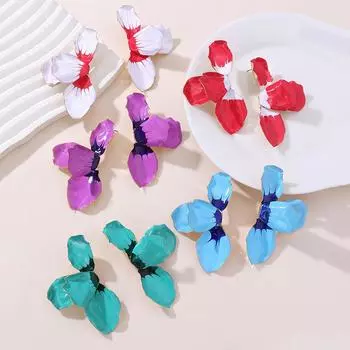 Элегантные красочные капающие масляные лепестки серьги-гвоздики женские милые металлические 3D цветочные серьги для девочек праздничные модные ювелирные изделия