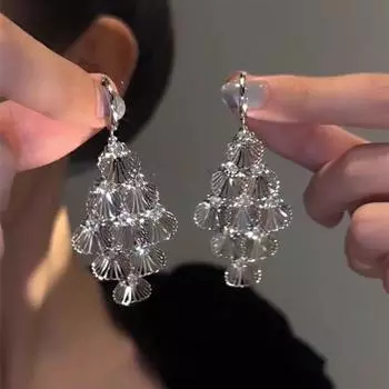 Элегантные крупные серьги с высоким профилем, игла из стерлингового серебра, минималистичные, персонализированные, в стиле ретро, длинные серьги-капли, модные, модные украшения для ушей, женские A1409 dream fan earrings