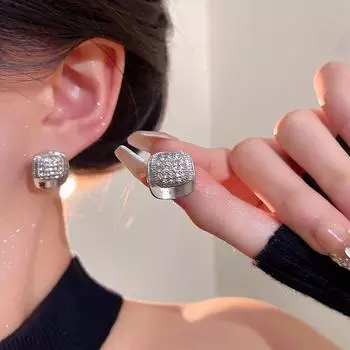 Элегантные квадратные геометрические серьги с цирконием — блестящие, универсальные и высококачественные A2156 серебряный