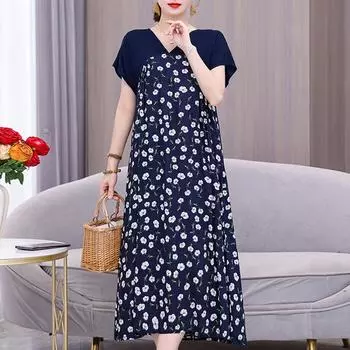 Элегантные летние длинные платья для женщин, повседневное свободное винтажное платье больших размеров XL
