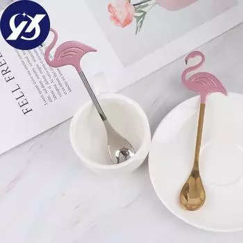 Элегантные ложки с фламинго, ложка для супа, десертная ложка, посуда для мороженого, милая посуда золотой