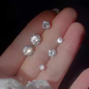 Элегантные маленькие циркониевые серьги-каффы: Серебро 925 пробы для женщин, способствующее здоровому сну 4mm double-ended ball earrings