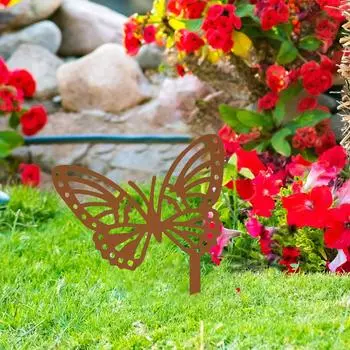 Элегантные металлические колышки в виде кроликов, бабочек и птиц — сделайте свой сад выдающимся с помощью этих колышков. Стильный декор в виде животных коричневый