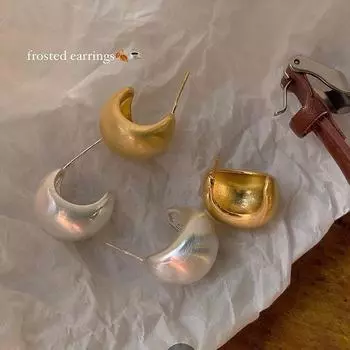 Элегантные металлические серьги-горох с матовой отделкой в форме буквы С — роскошный, универсальный дизайн для женщин A2118 золотой