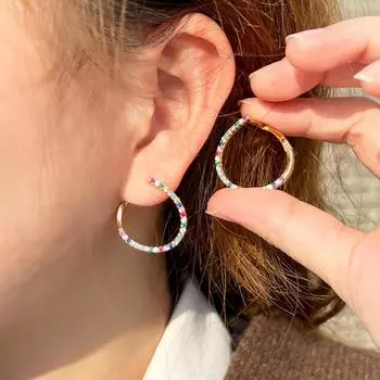 Элегантные многоцветные серьги CMM с кубическим цирконом, круглые серьги в форме луны для женщин, модные ювелирные изделия золотого цвета золотой