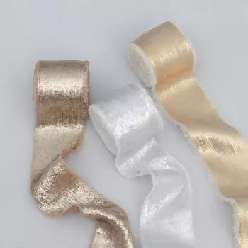 Элегантные многофункциональные ленты из мешковины, рваной вручную, с термоклеем, плюшевая лента, свадебный букет, кисточка, лента, бант, декоративные полоски шелковой ткани, украшение для дома 4cm*5m шампанского