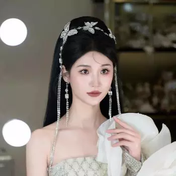 Элегантные, модные и персонализированные бабочки-кисточки, сверкающие бриллиантовые украшения на лоб и макияж, свадебное платье для путешествий, свадебный головной убор ручной работы