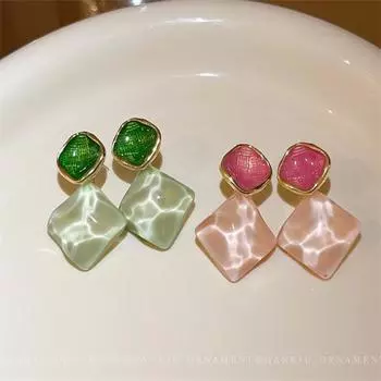 Элегантные модные корейские эмалевые цветные бриллиантовые серьги-подвески для женщин и девушек, подарочные ювелирные изделия оптом зелёный