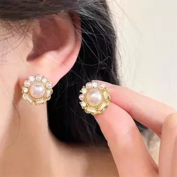 Элегантные модные корейские круглые жемчужные серьги-гвоздики для женщин и девушек, подарочные ювелирные изделия оптом белый