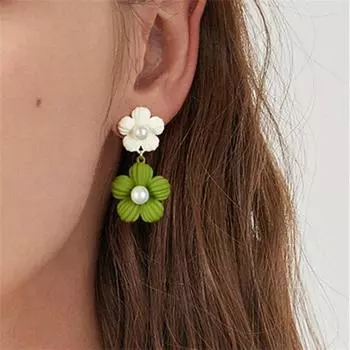 Элегантные модные корейские прозрачные зеленые контрастные цветочные серьги-подвески для женщин и девушек, подарочные ювелирные изделия оптом