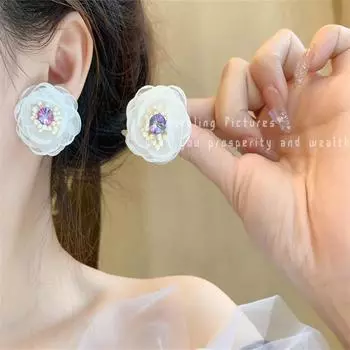 Элегантные модные корейские сетчатые цветочные серьги-гвоздики для женщин и девушек, подарочные ювелирные изделия оптом