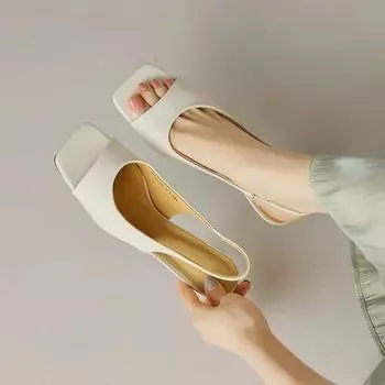 Элегантные модные лаконичные женские сандалии, летние вечерние офисные женские свадебные туфли-лодочки из натуральной кожи, женские туфли на высоком каблуке 35 бежевый