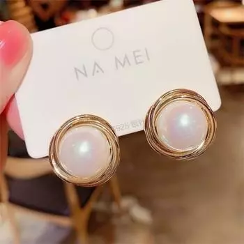 Элегантные модные простые большие жемчужные серьги-гвоздики для женщин и девушек, подарочные ювелирные изделия оптом