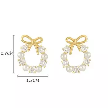 Элегантные модные серьги-гвоздики в форме венка и банта для женщин, искусственный жемчуг, ювелирные изделия в подарок
