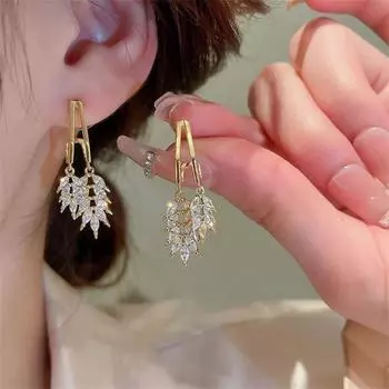 Элегантные модные серьги-подвески со стразами в виде колосков пшеницы для женщин и девушек, подарочные украшения оптом