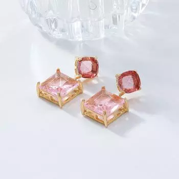 Элегантные модные серьги розового и зеленого цвета розовый