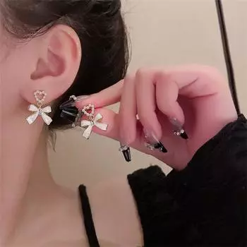 Элегантные модные серьги с жемчужным бантом для женщин и девушек, подарочные украшения оптом белый