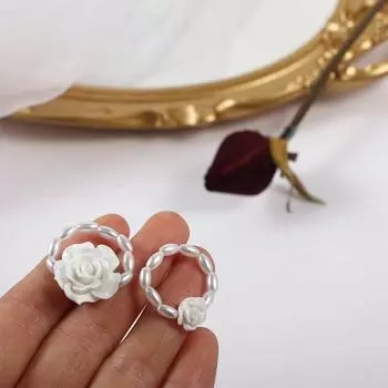 Элегантные модные украшения милые женские геометрические смоляные кольца с жемчугом роза цветок кольцо своими руками A