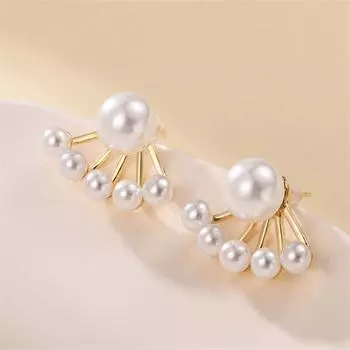 Элегантные модные веерообразные серьги-гвоздики с жемчугом для женщин и девушек, подарочные украшения оптом