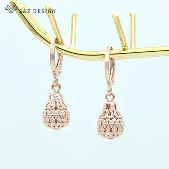 Элегантные модные винтажные богемные полые серьги цвета розового золота для женщин, ювелирные изделия, подарок для девочек