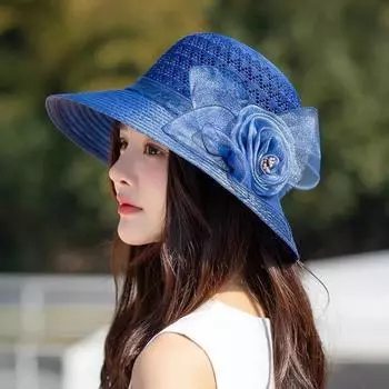 Элегантные модные женские церковные шляпы для женщин с большим бантом и цветком, летняя шляпа с защитой от солнца, свадебная дышащая шляпа с широкими полями, морская пляжная шляпа
