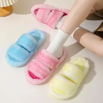 Элегантные мохнатые тапочки Осенние и зимние пушистые тапочки Тапочки Баотоу Домашние тапочки Допамин Хлопковые тапочки Плюшевые тапочки Женская домашняя обувь Тапочки розовые 36-37