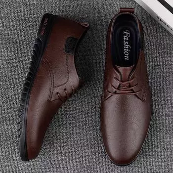 Элегантные мужские повседневные туфли деловые кожаные мужские туфли-оксфорды на шнуровке мужская официальная свадебная обувь классические простые мокасины для мужчин 37