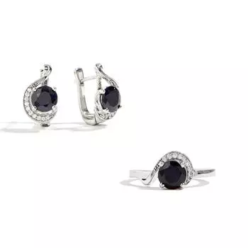 Элегантные необычные дизайнерские серебряные серьги-кольца для женщин, натуральные драгоценные диффузионные сапфиры, изысканные ювелирные изделия, подарок для свадебной вечеринки US RING SIZE:7# синий