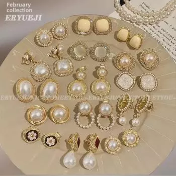 Элегантные непроколотые серьги-клипсы с жемчугом 2024 года для женщин – модные серьги в стиле знаменитостей Ear Stud