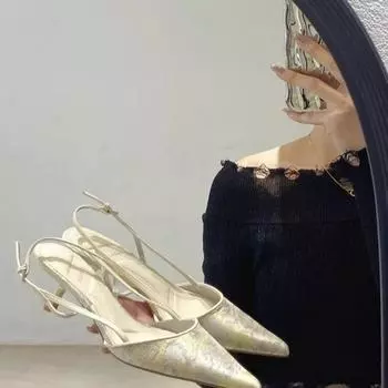 Элегантные низкие сандалии во французском стиле, новые сандалии в китайском стиле с закрытым носком, женские высокие туфли на шпильке с острым носком 34 серый