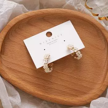 Элегантные новые круглые женские геометрические серьги-ракушки для девочек серьги-кольца с цветочным узором золотой