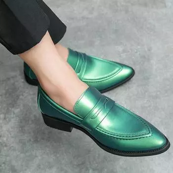 Элегантные официальные туфли для мужчин, большой размер 47, зеленые, фиолетовые, роскошные кожаные повседневные туфли, свадебные мужские модные оксфорды, лоферы 38