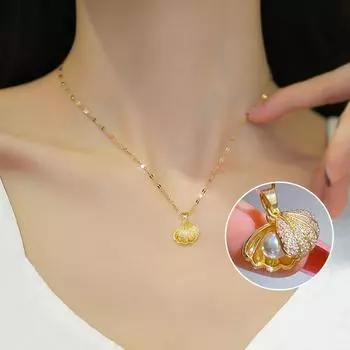 Элегантные ожерелья из хрустального жемчуга, роскошное простое ожерелье-чокер в форме ракушки, подвеска для женщин, модная цепочка на ключицу, ювелирные изделия янтарь