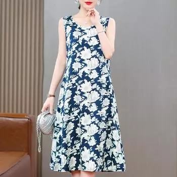 Элегантные платья без рукавов больших размеров для женщин, винтажное длинное летнее платье XL