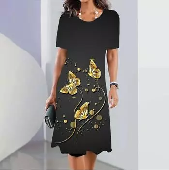 Элегантные платья для женщин, модное платье с цветочным принтом, повседневное платье с коротким рукавом и цветочным принтом, летняя красочная женская одежда 2XL